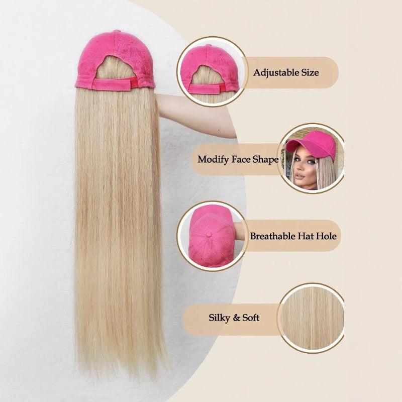 Women's Cap Black High-Temperature Fiber with Long Hair Extensions 3