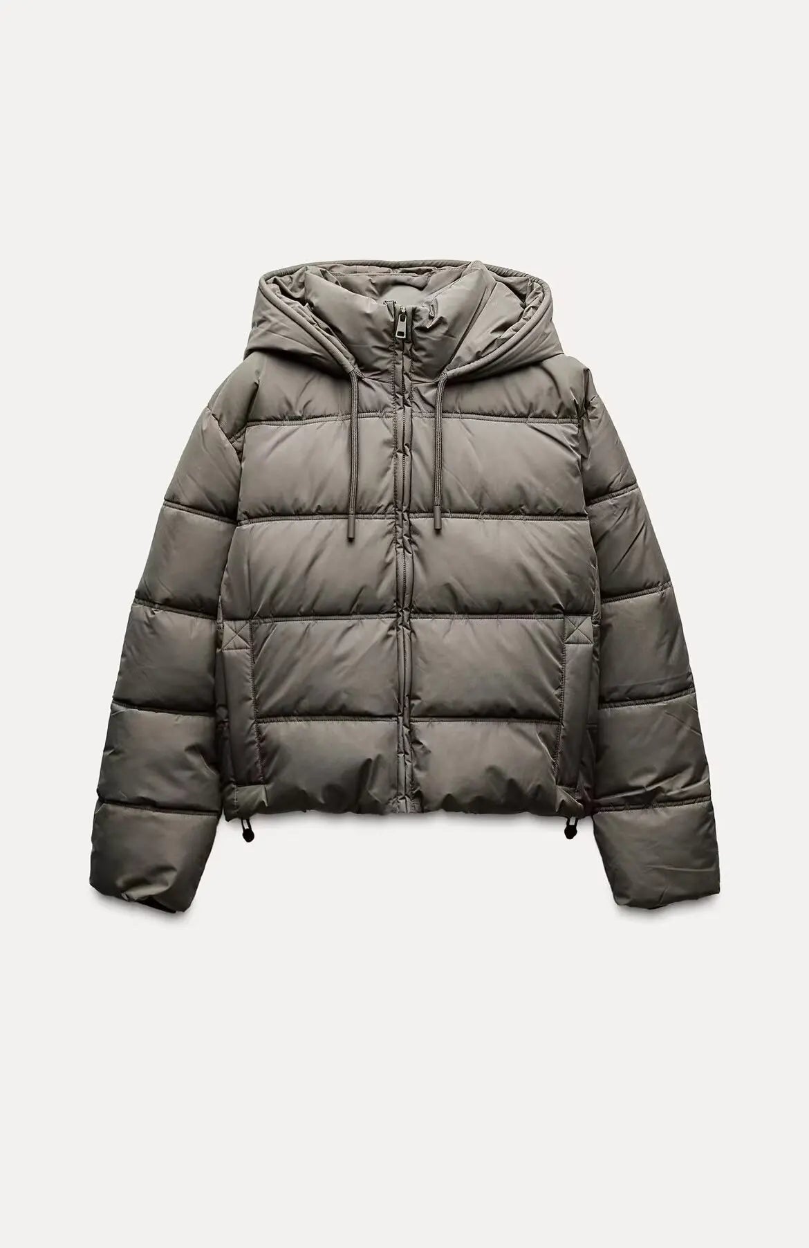 Women's Hooded Puffer Jacket Grey Quilted Lightweight Winter Coat - 9