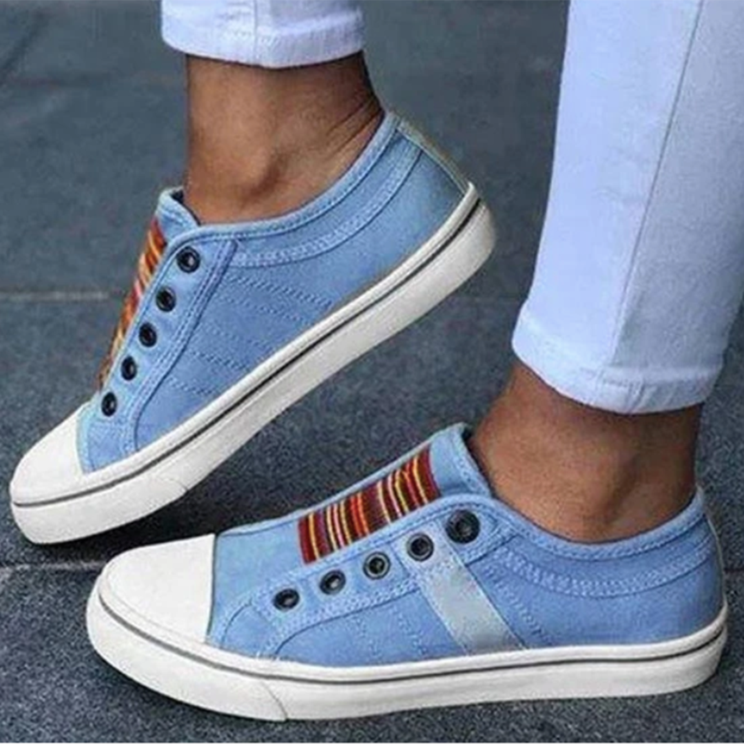 Women’s Casual Slip-On Sneakers with Elastic Bands and Rubber Sole for Everyday Comfort 0