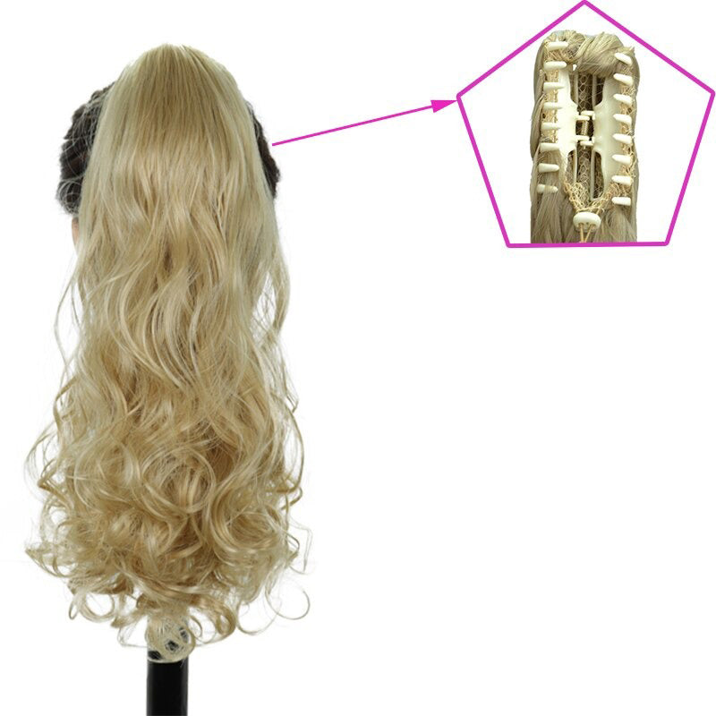 Women's Claw Clip-in Ponytail Hair Extension Long Straight Curly High-Temperature Fiber 12