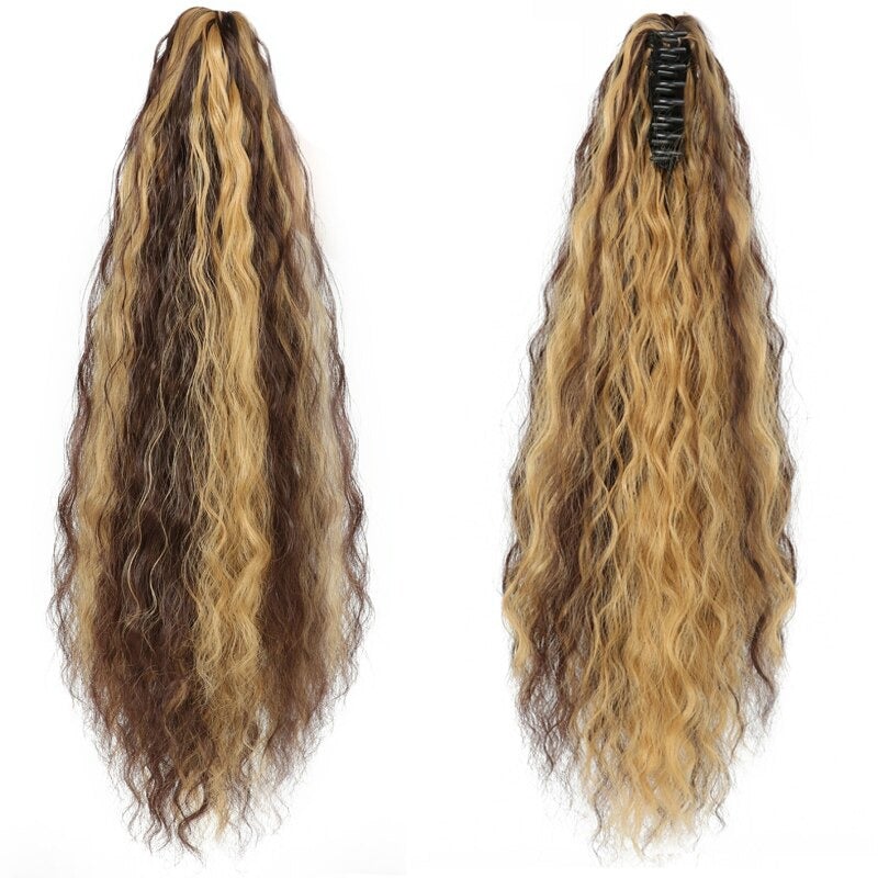 Women's Claw Clip-in Ponytail Hair Extension Long Straight Curly High-Temperature Fiber 13