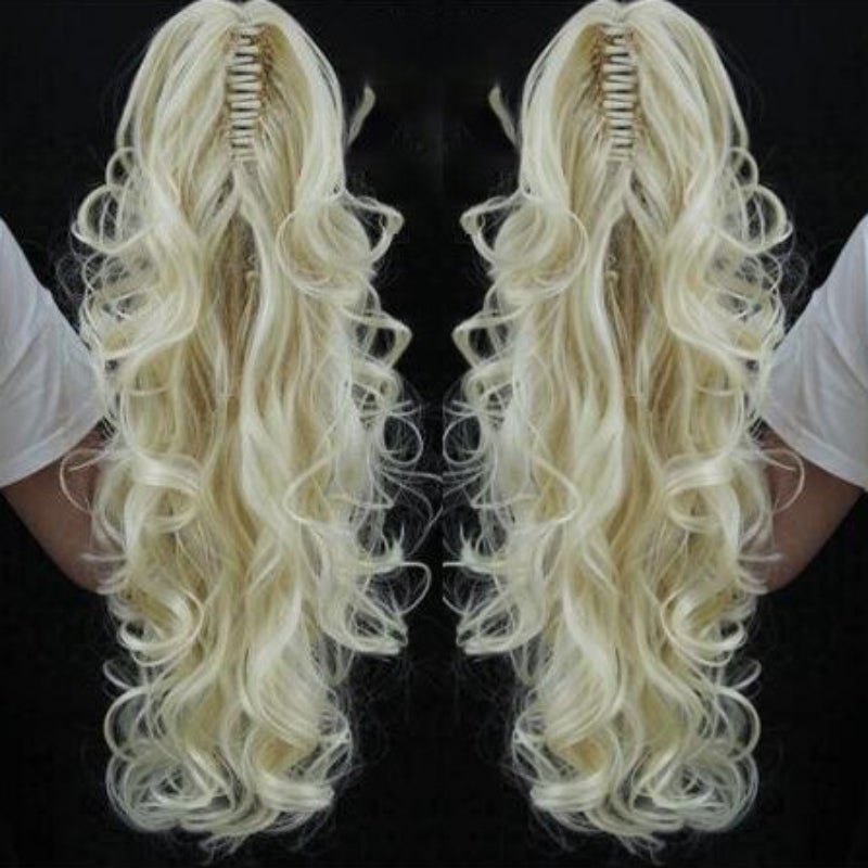 Women's Claw Clip-in Ponytail Hair Extension Long Straight Curly High-Temperature Fiber 14