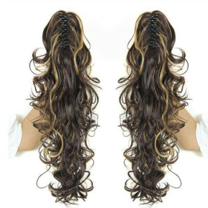 Women's Claw Clip-in Ponytail Hair Extension Long Straight Curly High-Temperature Fiber 19