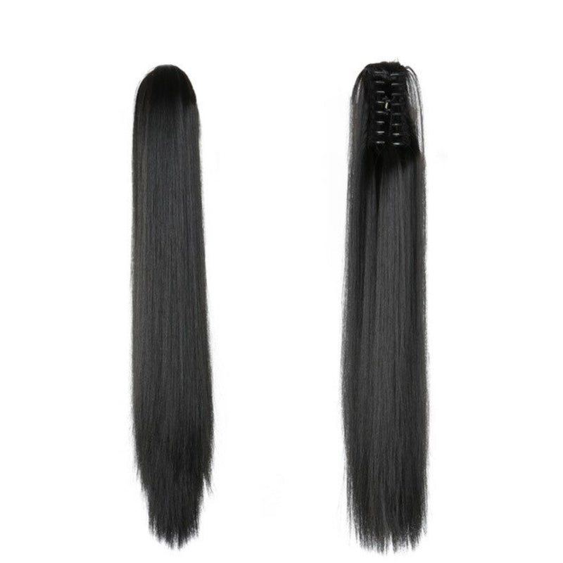 Women's Claw Clip-in Ponytail Hair Extension Long Straight Curly High-Temperature Fiber 22