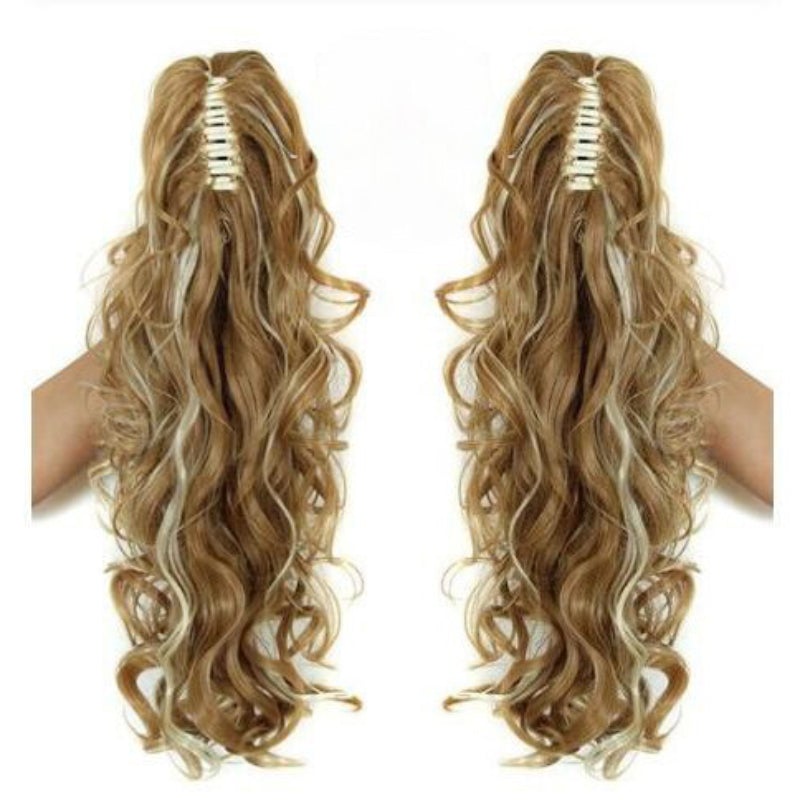 Women's Claw Clip-in Ponytail Hair Extension Long Straight Curly High-Temperature Fiber 23