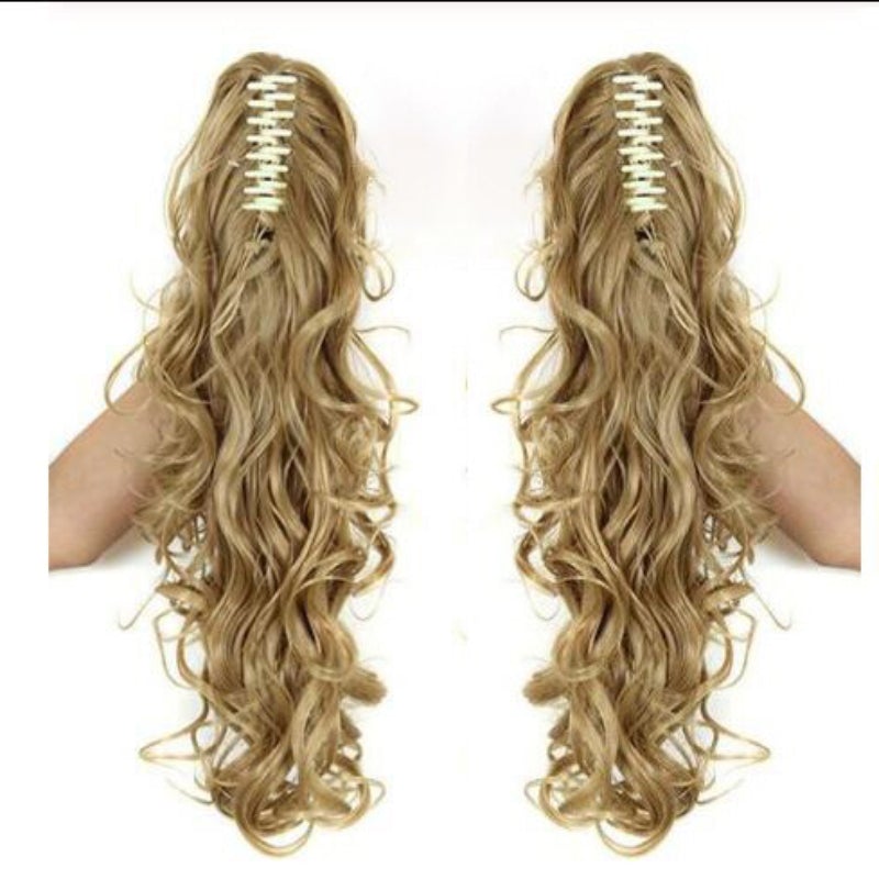 Women's Claw Clip-in Ponytail Hair Extension Long Straight Curly High-Temperature Fiber 24