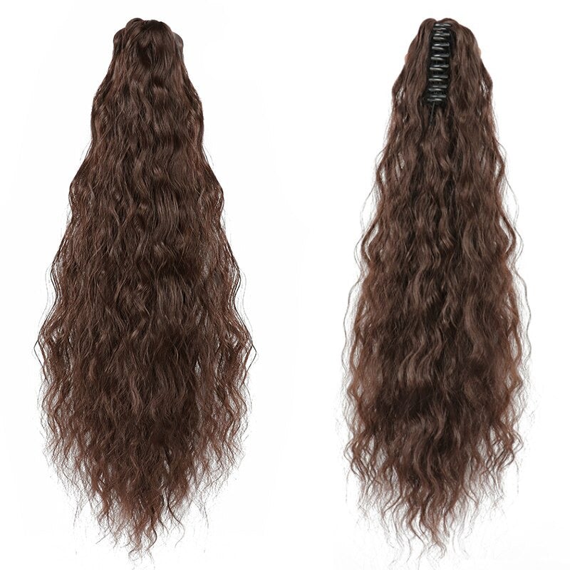 Women's Claw Clip-in Ponytail Hair Extension Long Straight Curly High-Temperature Fiber 25