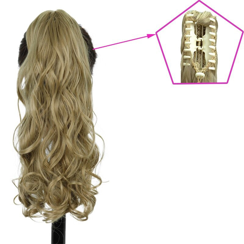 Women's Claw Clip-in Ponytail Hair Extension Long Straight Curly High-Temperature Fiber 27
