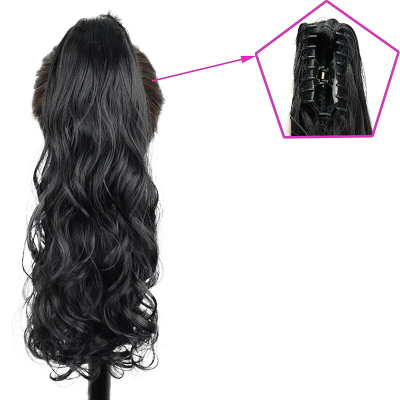 Women's Claw Clip-in Ponytail Hair Extension Long Straight Curly High-Temperature Fiber 32