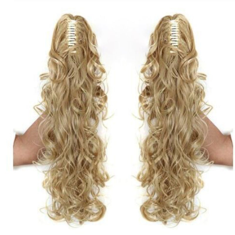 Women's Claw Clip-in Ponytail Hair Extension Long Straight Curly High-Temperature Fiber 38