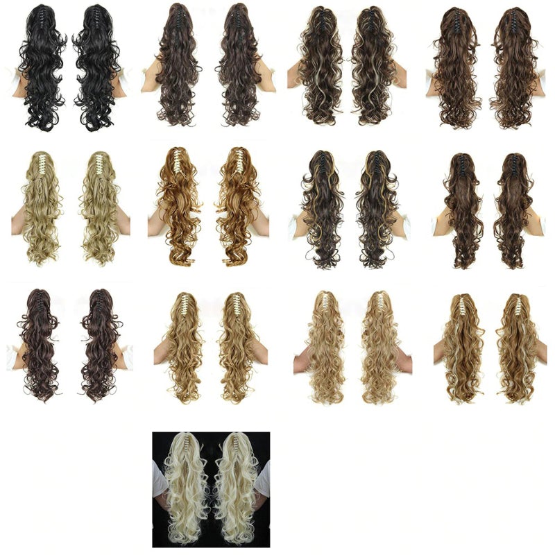 Women's Claw Clip-in Ponytail Hair Extension Long Straight Curly High-Temperature Fiber 4