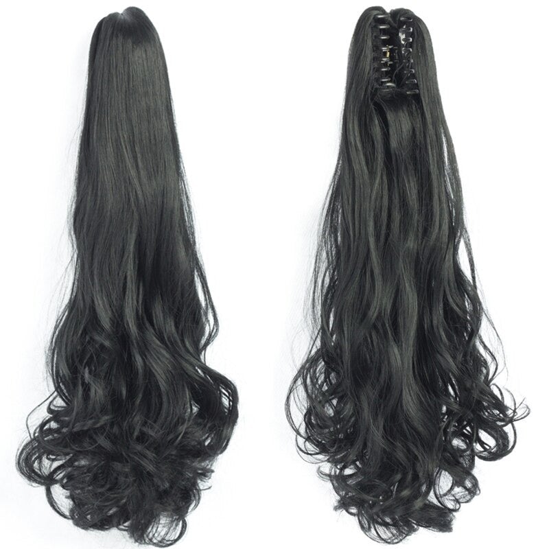 Women's Claw Clip-in Ponytail Hair Extension Long Straight Curly High-Temperature Fiber 42