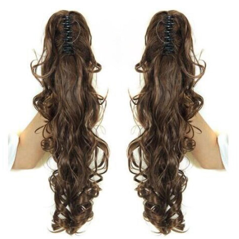 Women's Claw Clip-in Ponytail Hair Extension Long Straight Curly High-Temperature Fiber 43