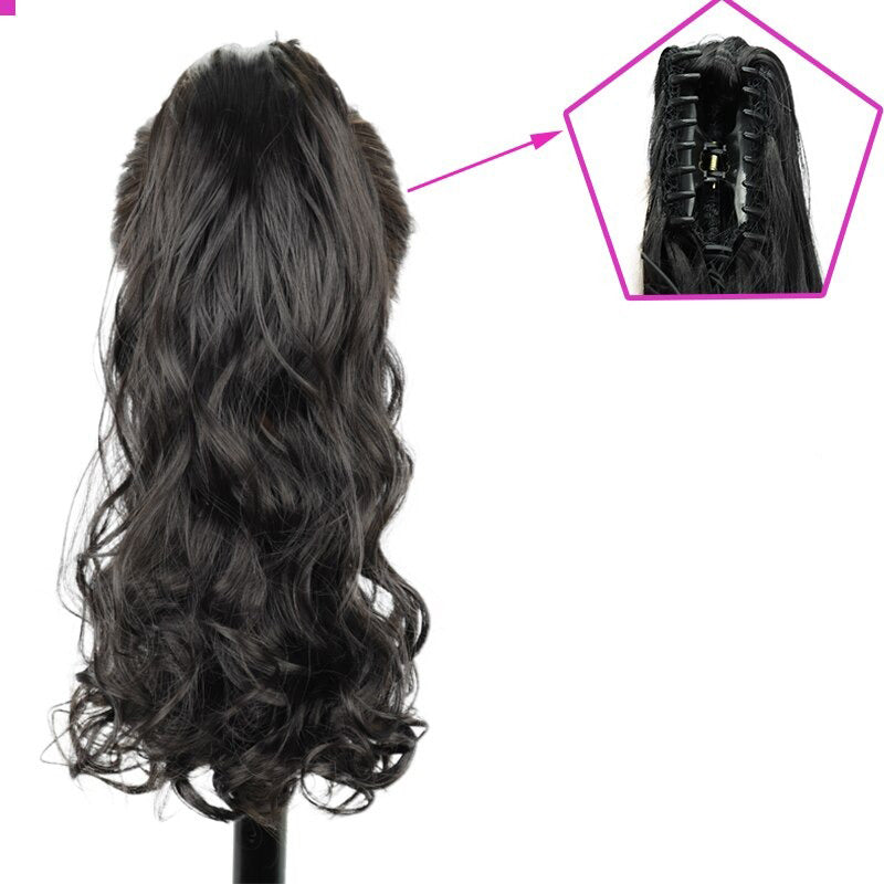 Women's Claw Clip-in Ponytail Hair Extension Long Straight Curly High-Temperature Fiber 44