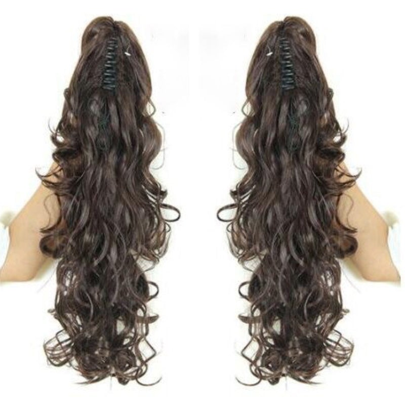 Women's Claw Clip-in Ponytail Hair Extension Long Straight Curly High-Temperature Fiber 5