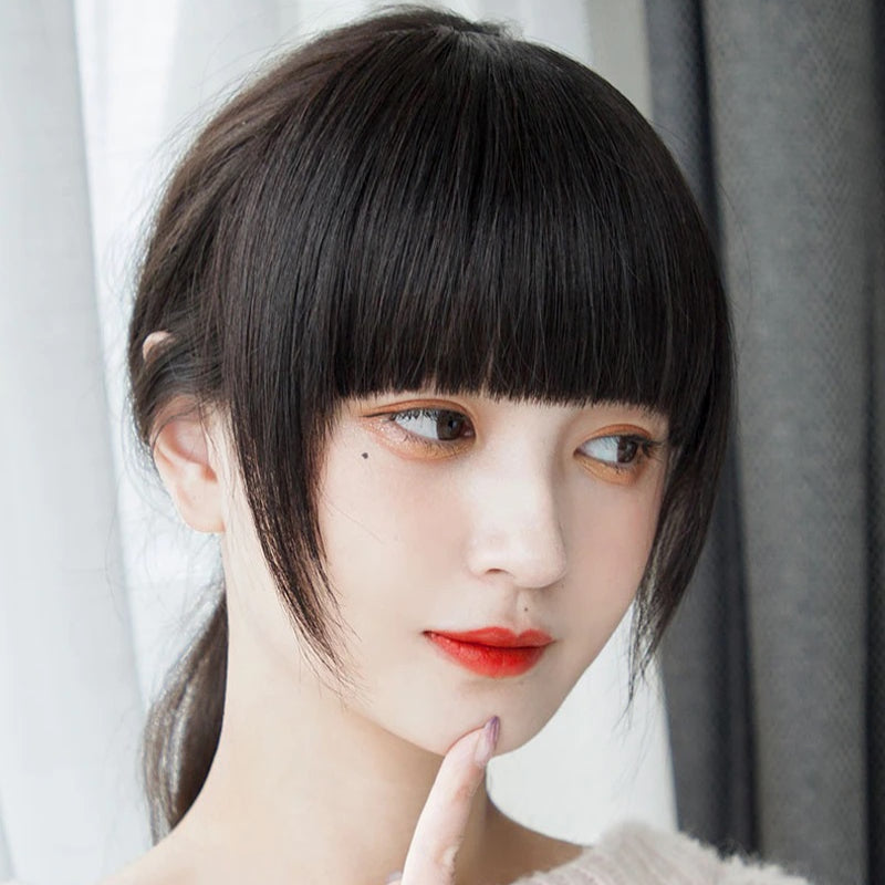 Women's Clip-In Bangs Extensions Brown Remy Human Hair 0