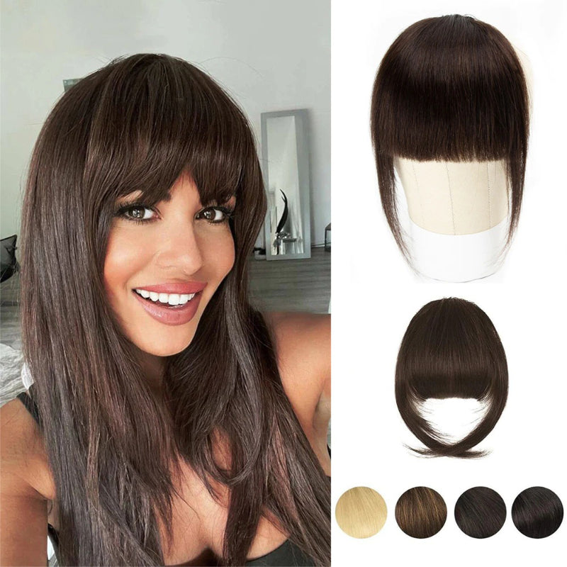 Women's Clip-In Bangs Extensions Brown Remy Human Hair 1