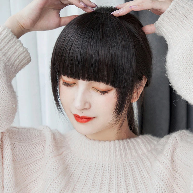 Women's Clip-In Bangs Extensions Brown Remy Human Hair 3