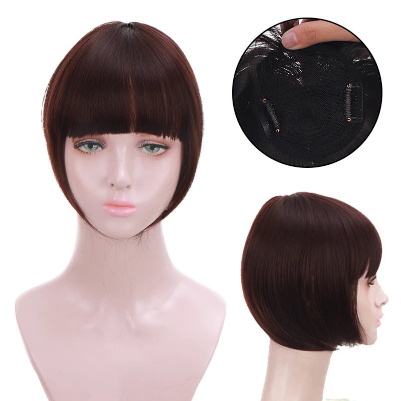 Women's Clip-In Bangs Wig Extension Light Brown High-Temperature Fiber 10