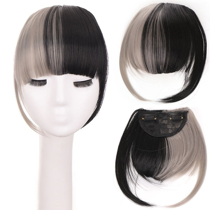 Women's Clip-In Bangs Wig Extension Light Brown High-Temperature Fiber 14