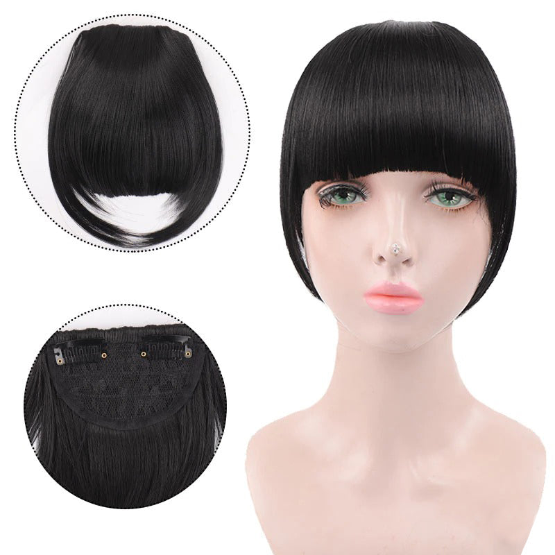 Women's Clip-In Bangs Wig Extension Light Brown High-Temperature Fiber 16