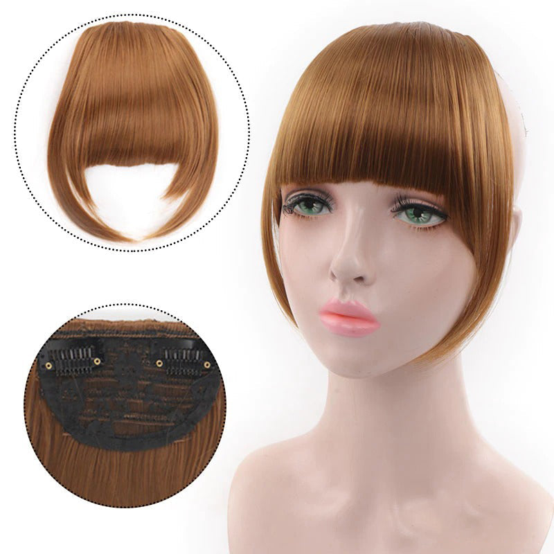 Women's Clip-In Bangs Wig Extension Light Brown High-Temperature Fiber 20
