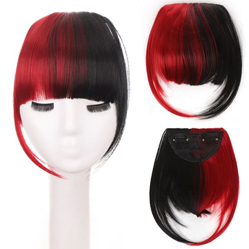 Women's Clip-In Bangs Wig Extension Light Brown High-Temperature Fiber 22
