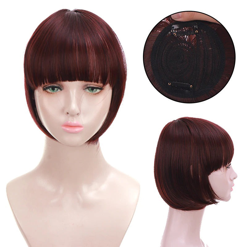 Women's Clip-In Bangs Wig Extension Light Brown High-Temperature Fiber 24