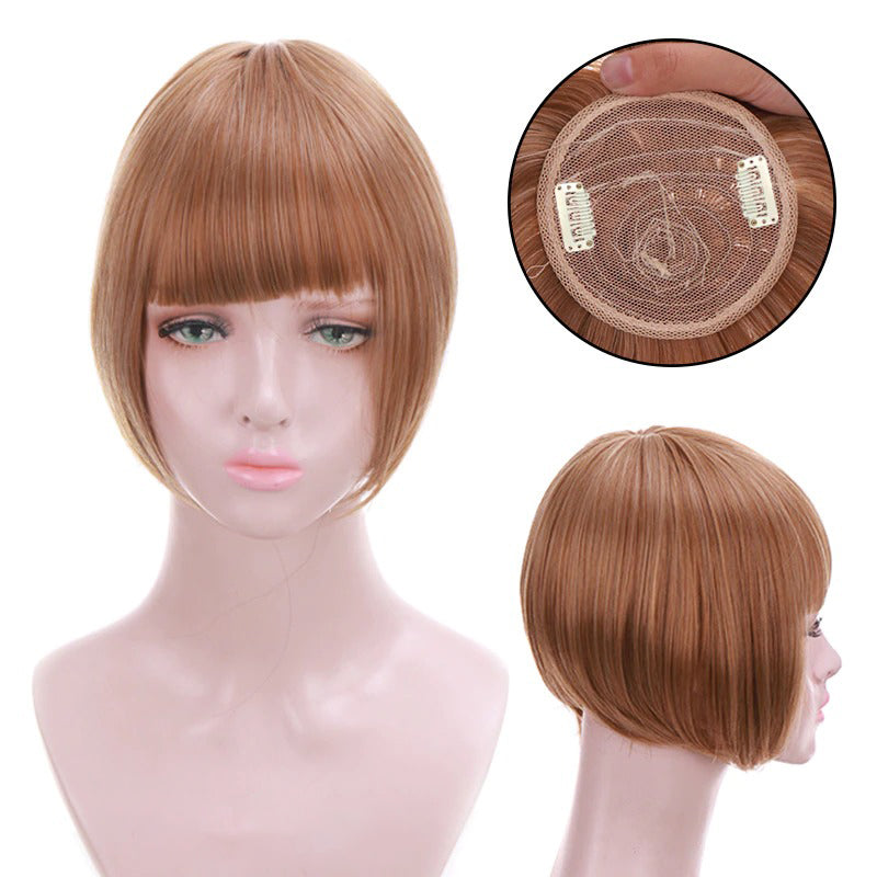 Women's Clip-In Bangs Wig Extension Light Brown High-Temperature Fiber 29