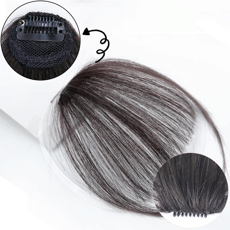 Women's Clip-In Bangs Wig Extension Light Brown High-Temperature Fiber 3