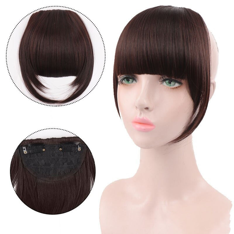 Women's Clip-In Bangs Wig Extension Light Brown High-Temperature Fiber 34