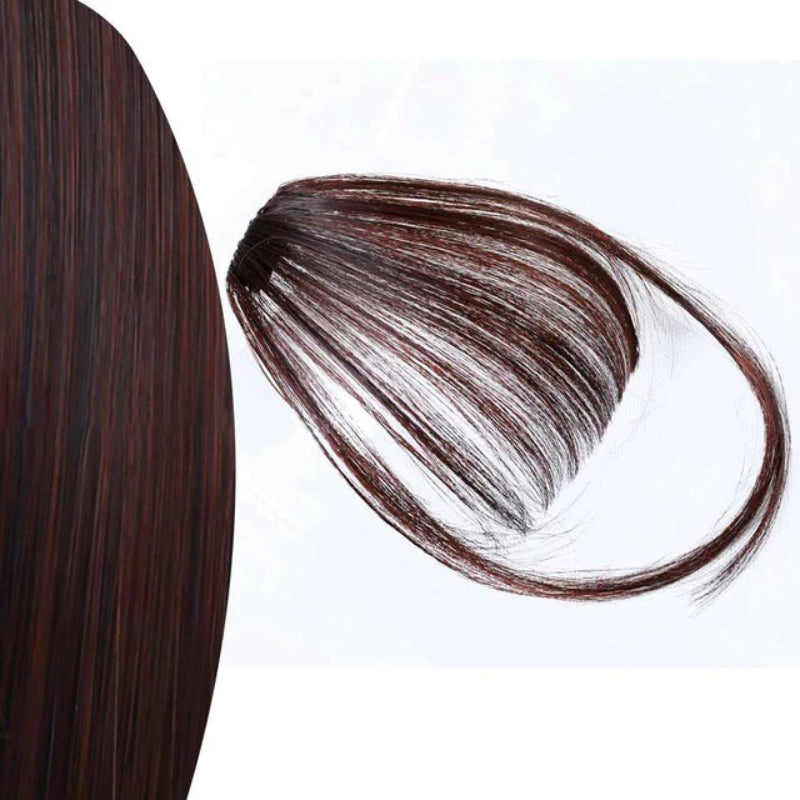 Women's Clip-In Bangs Wig Extension Light Brown High-Temperature Fiber 36
