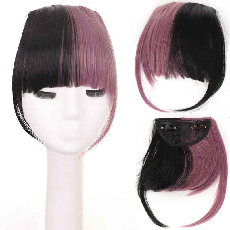 Women's Clip-In Bangs Wig Extension Light Brown High-Temperature Fiber 39
