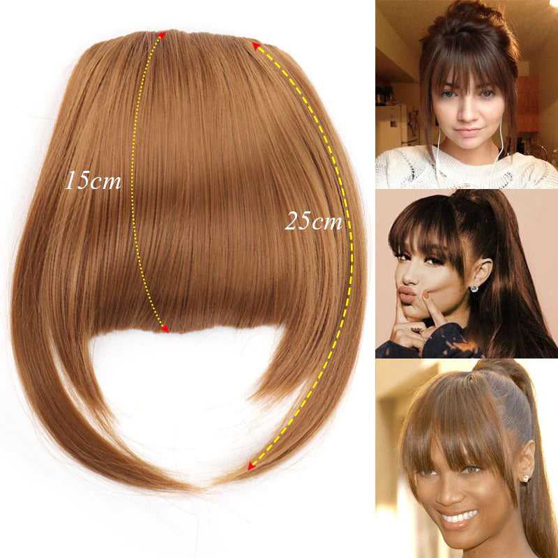 Women's Clip-In Bangs Wig Extension Light Brown High-Temperature Fiber 4