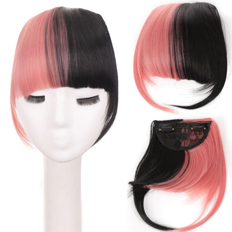 Women's Clip-In Bangs Wig Extension Light Brown High-Temperature Fiber 40