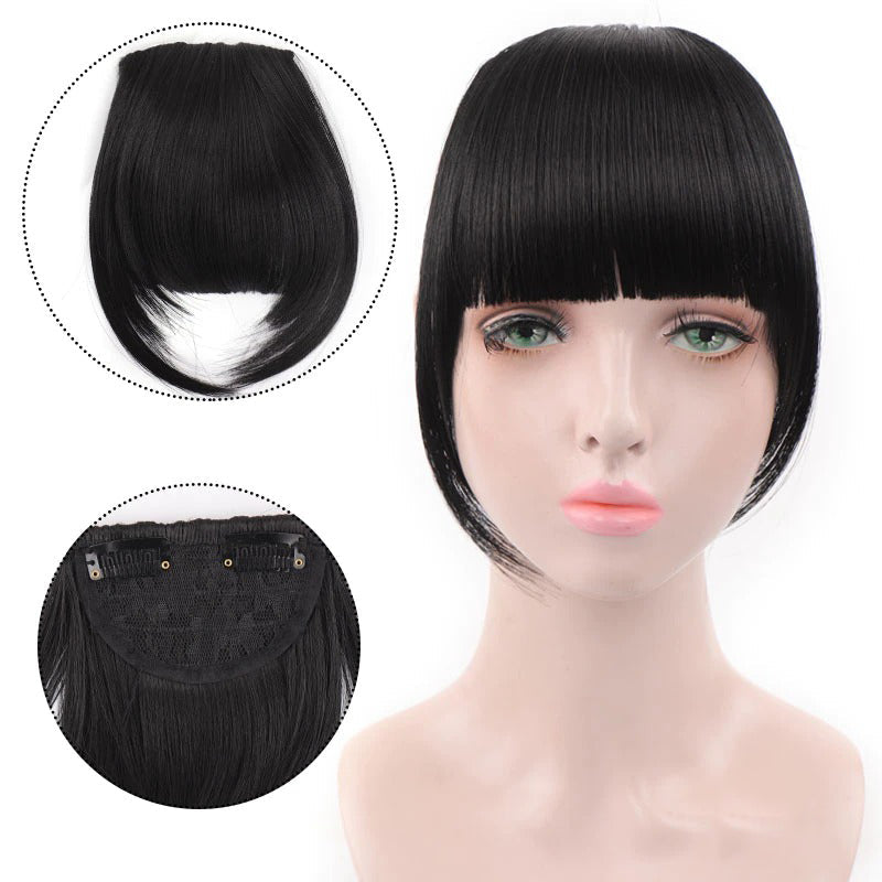 Women's Clip-In Bangs Wig Extension Light Brown High-Temperature Fiber 43