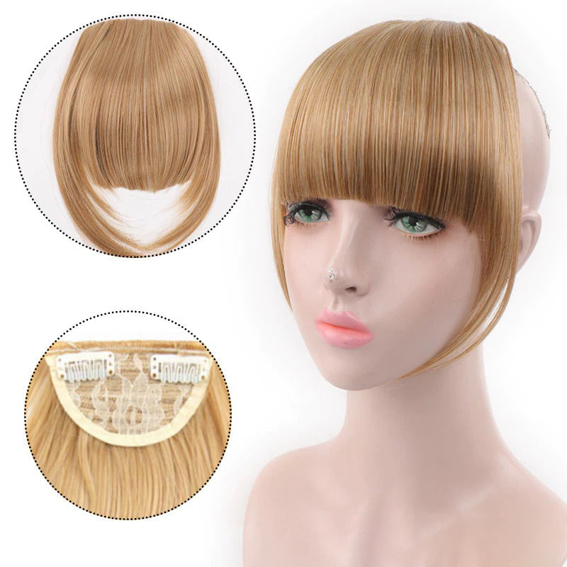 Women's Clip-In Bangs Wig Extension Light Brown High-Temperature Fiber 49