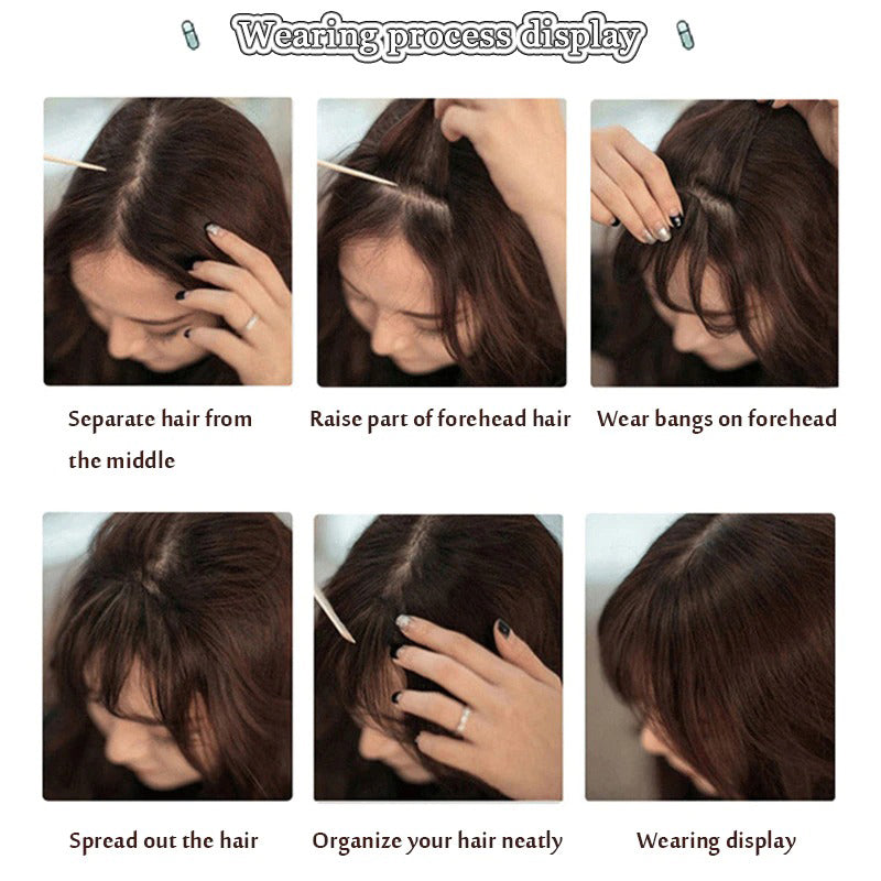 Women's Clip-In Bangs Wig Extension Light Brown High-Temperature Fiber 5