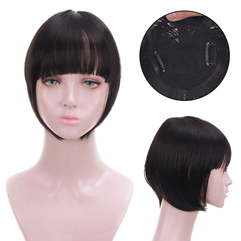 Women's Clip-In Bangs Wig Extension Light Brown High-Temperature Fiber 52