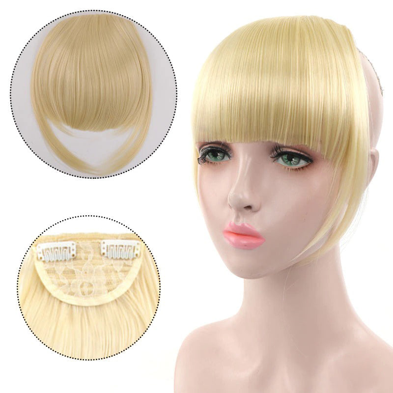 Women's Clip-In Bangs Wig Extension Light Brown High-Temperature Fiber 55