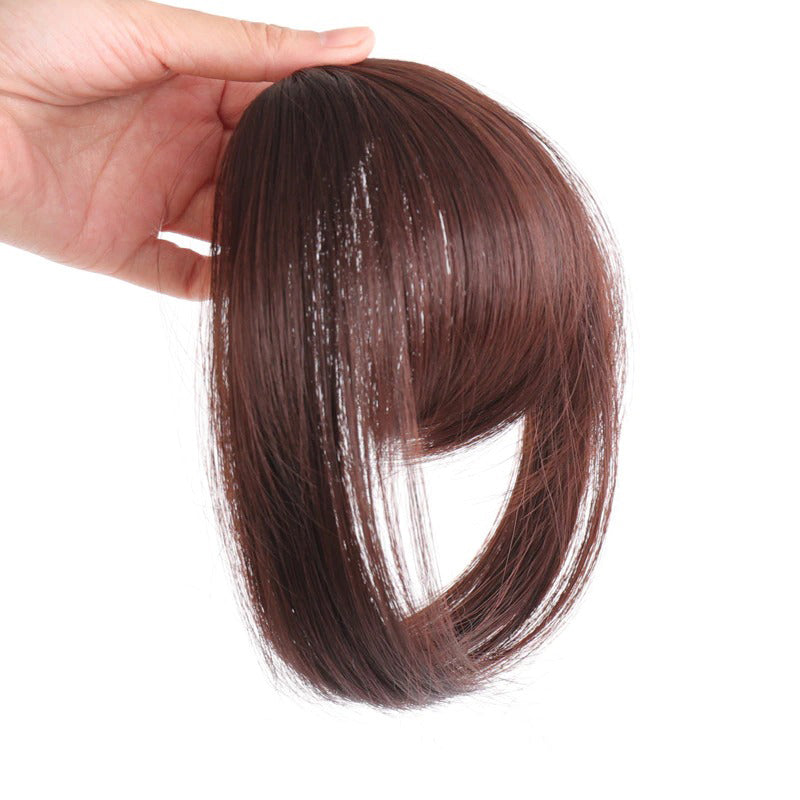 Women's Clip-In Bangs Wig Extension Light Brown High-Temperature Fiber 56