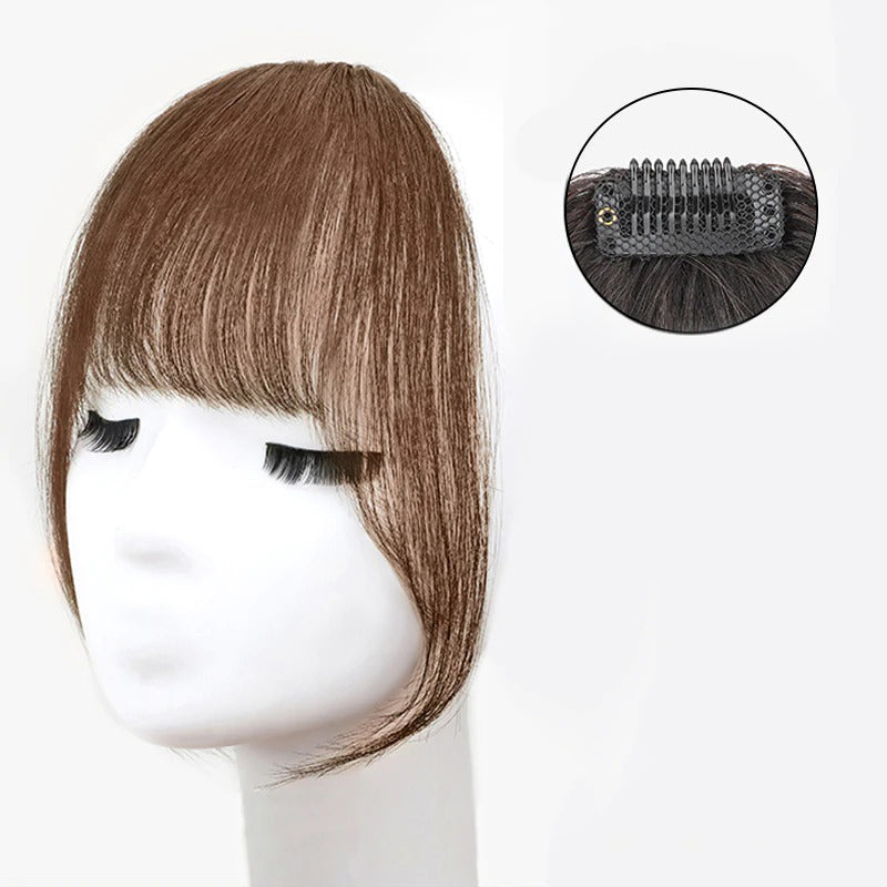 Women's Clip-In Bangs Wig Extension Light Brown High-Temperature Fiber 58