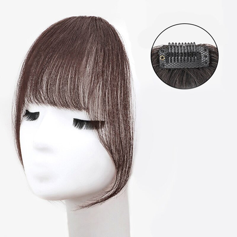 Women's Clip-In Bangs Wig Extension Light Brown High-Temperature Fiber 59
