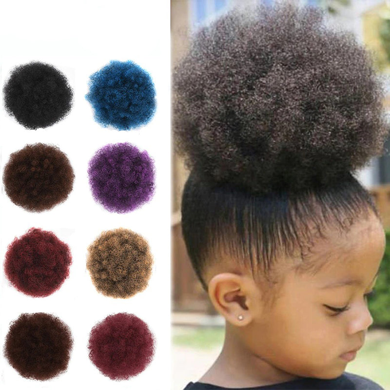 Women's Clip-In Hair Bun Black High-Temperature Fiber Afro Kinky Extension 1