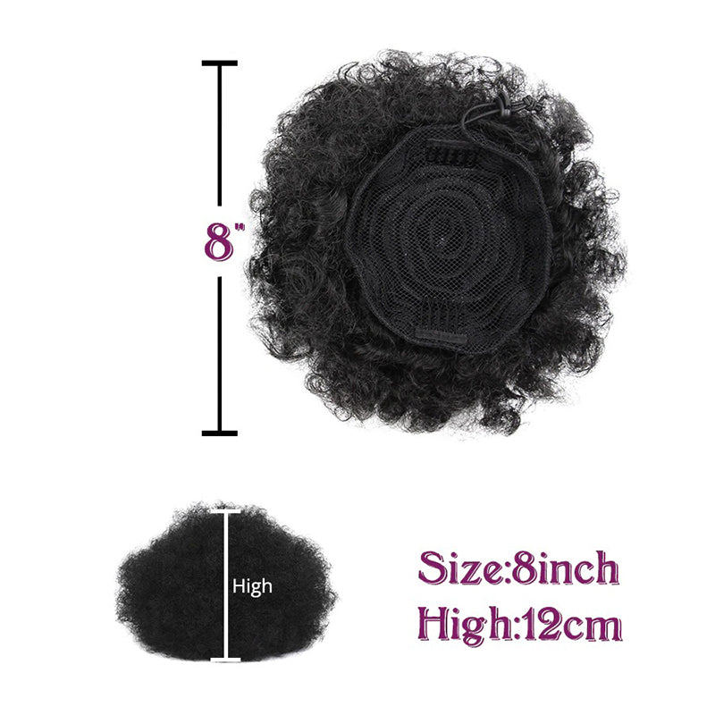 Women's Clip-In Hair Bun Black High-Temperature Fiber Afro Kinky Extension 4