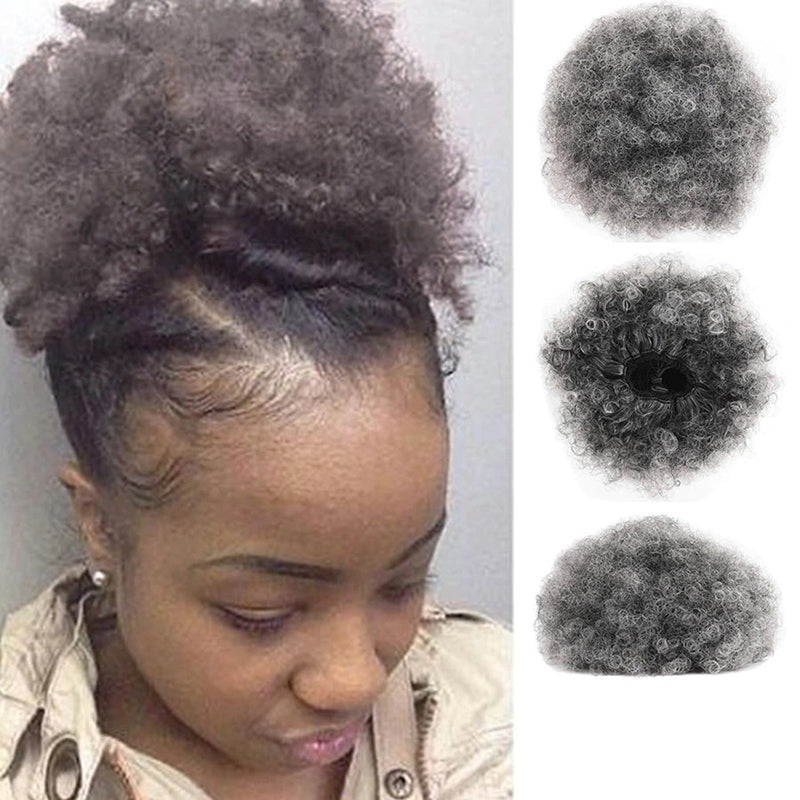 Women's Clip-In Hair Bun Black High-Temperature Fiber Afro Kinky Extension 9