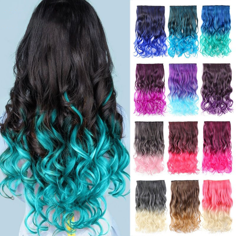 Women's Clip-In Ombre Hair Extensions 22 Inches Curly High-Temperature Fiber 0