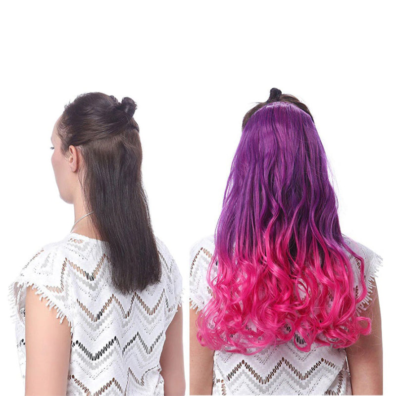 Women's Clip-In Ombre Hair Extensions 22 Inches Curly High-Temperature Fiber 1