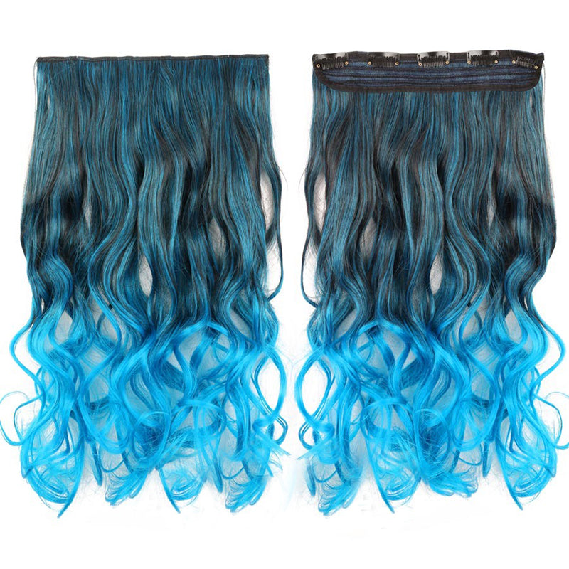 Women's Clip-In Ombre Hair Extensions 22 Inches Curly High-Temperature Fiber 11