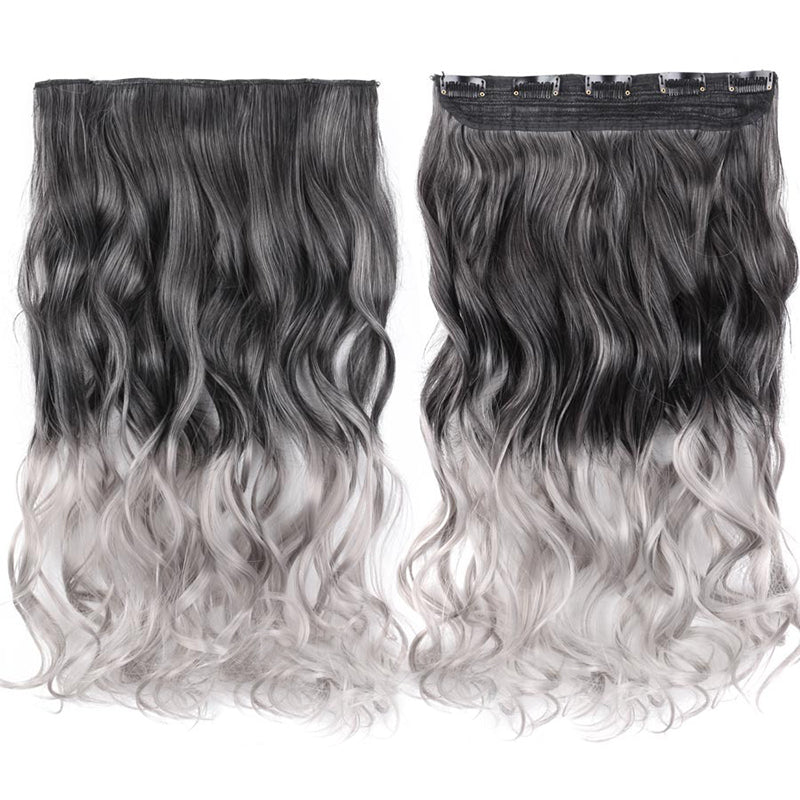 Women's Clip-In Ombre Hair Extensions 22 Inches Curly High-Temperature Fiber 12